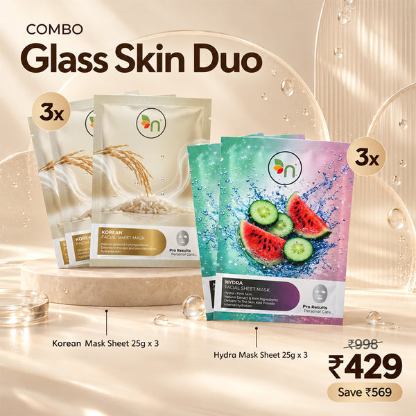 Combo Glass Skin Duo ( korean mask sheet x 3 & hydra mask sheet x 3 )