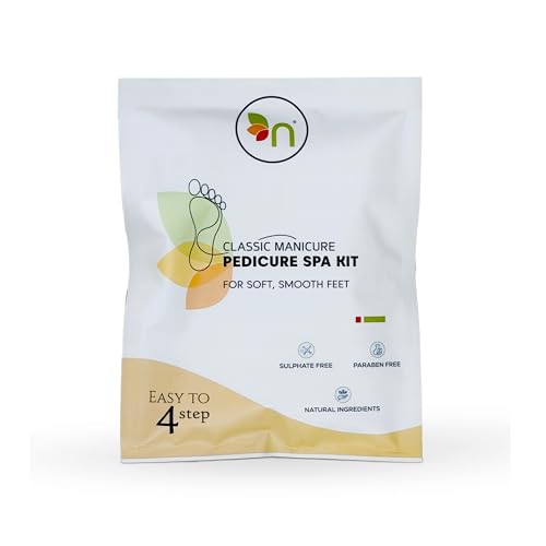 Classic Manicure Pedicure Spa Kit for Soft & Smooth Feet, 4-Step At-Home Pedicure Kit with Rock Salt, Cleanser, Scrub & Massage Cream, Sulphate Free, Paraben Free, Natural Ingredients, 60g