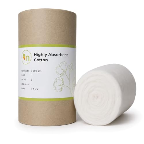 Highly Absorbent Cotton Roll 500gm | 100% Pure Soft Cotton Wool for Wound Care, Makeup Removal, Baby Care, Facial Cleansing & First Aid | Lint-Free, Skin-Friendly, Non-Allergic | 3 Year Shelf Life