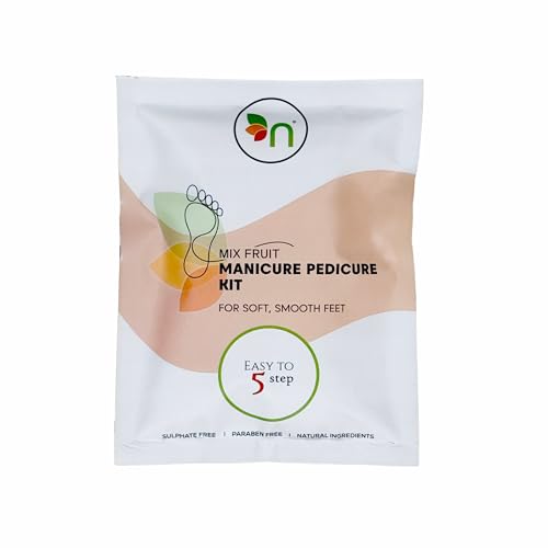 Mix Fruit Manicure Pedicure Kit for Soft Smooth Feet, 5 Step At-Home Spa, Rock Salt, Cleanser, Scrub, Massage Cream & Anti-Tank Pack, Sulphate & Paraben Free, 75g
