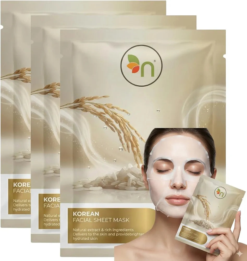 Korean Face Mask Sheet with Orzyo Peptide & Niacinamide 25g x 3 | Hydrating, Brightening & Glowing Skin | Removes Dark Spots & Pigmentation
